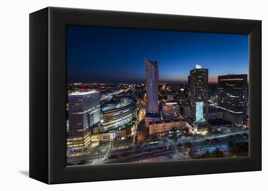 Night Panorama of Warsaw City Center-Jacek Kadaj-Framed Premier Image Canvas