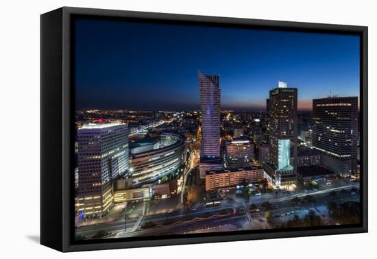 Night Panorama of Warsaw City Center-Jacek Kadaj-Framed Premier Image Canvas