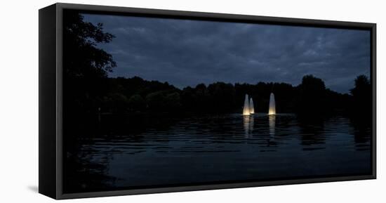 Night Photography Lake with Illuminated Water Fountains-Benjamin Engler-Framed Premier Image Canvas