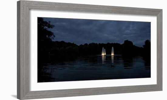 Night Photography Lake with Illuminated Water Fountains-Benjamin Engler-Framed Photographic Print