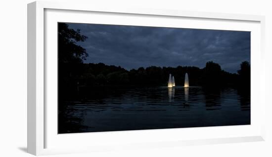 Night Photography Lake with Illuminated Water Fountains-Benjamin Engler-Framed Photographic Print