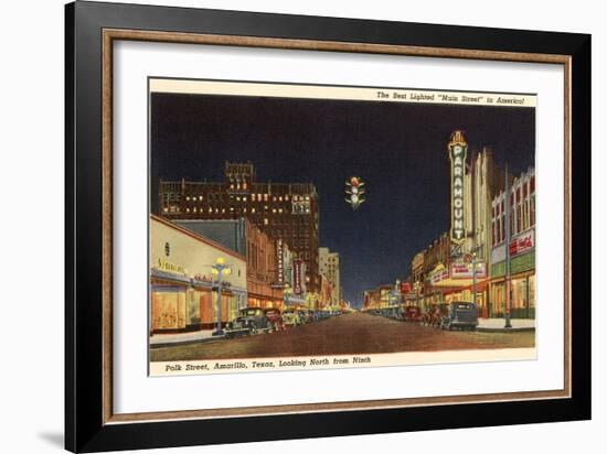 Night, Polk Street, Amarillo, Texas-null-Framed Art Print