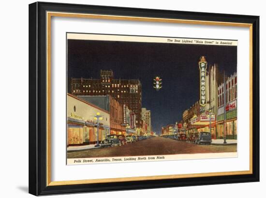 Night, Polk Street, Amarillo, Texas-null-Framed Art Print