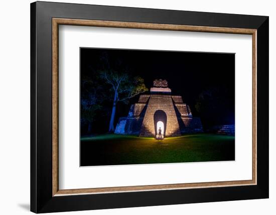 Night Portrait of Pyramid at Tikal, UNESCO World Heritage Site, Guatemala, Central America-Laura Grier-Framed Photographic Print