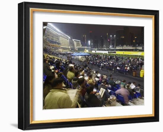 Night Race at Happy Valley Racecourse, Causeway Bay, Hong Kong, China, Asia-Ian Trower-Framed Photographic Print