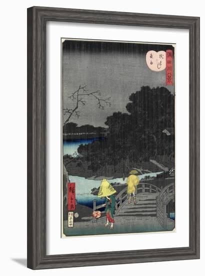 Night Rain at Makura Bridge, November 1861-null-Framed Giclee Print