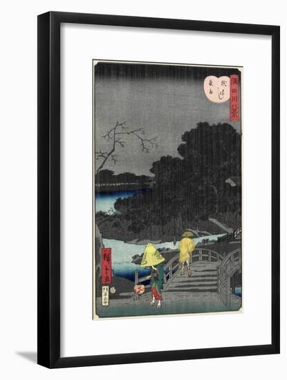 Night Rain at Makura Bridge, November 1861-null-Framed Giclee Print