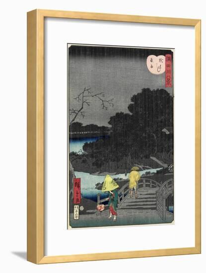 Night Rain at Makura Bridge, November 1861-null-Framed Giclee Print