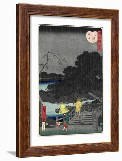 Night Rain at Makura Bridge, November 1861-null-Framed Giclee Print