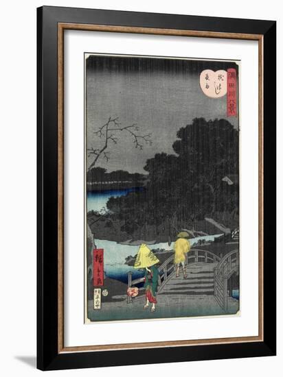 Night Rain at Makura Bridge, November 1861-null-Framed Giclee Print