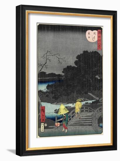 Night Rain at Makura Bridge, November 1861-null-Framed Giclee Print