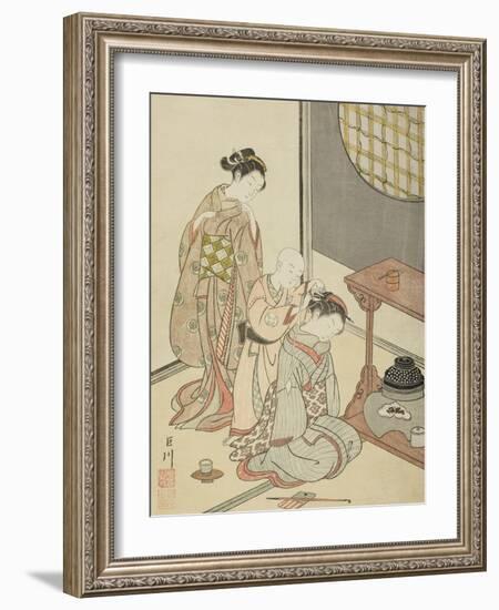 Night Rain of the Tea Stand , from the series Eight Views of the Parlor , c.1766-Suzuki Harunobu-Framed Giclee Print