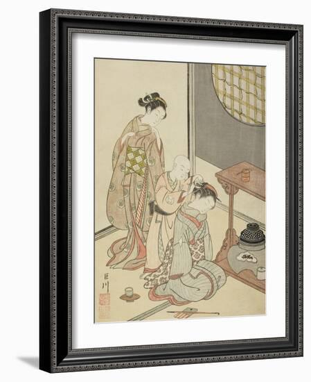 Night Rain of the Tea Stand , from the series Eight Views of the Parlor , c.1766-Suzuki Harunobu-Framed Giclee Print