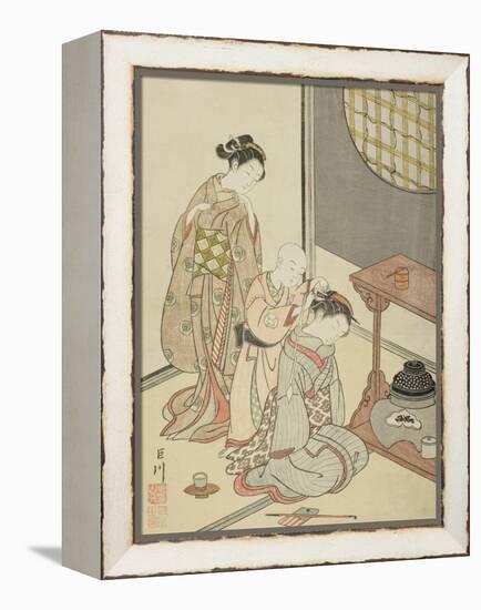 Night Rain of the Tea Stand , from the series Eight Views of the Parlor , c.1766-Suzuki Harunobu-Framed Premier Image Canvas