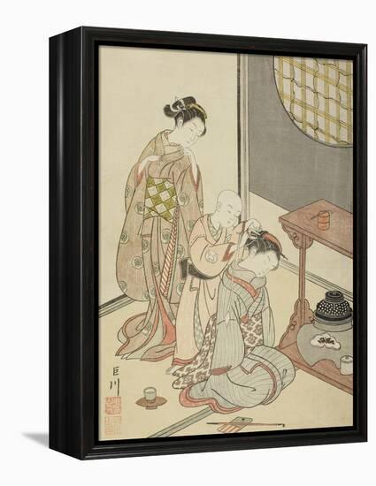 Night Rain of the Tea Stand , from the series Eight Views of the Parlor , c.1766-Suzuki Harunobu-Framed Premier Image Canvas