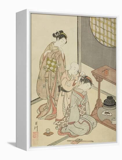 Night Rain of the Tea Stand , from the series Eight Views of the Parlor , c.1766-Suzuki Harunobu-Framed Premier Image Canvas