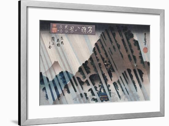 Night Rain, Oyama', from the Series 'Eight Views of Famous Places'-Toyokuni II-Framed Giclee Print
