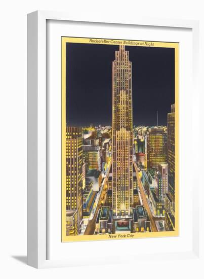 Night, Rockefeller Center, New York City-null-Framed Art Print