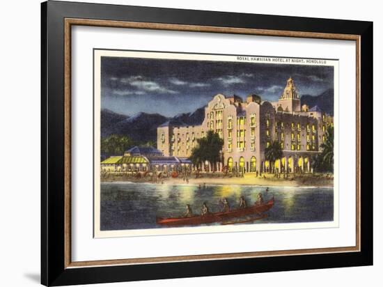 Night, Royal Hawaiian Hotel, Honolulu-null-Framed Art Print