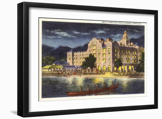 Night, Royal Hawaiian Hotel, Honolulu-null-Framed Art Print