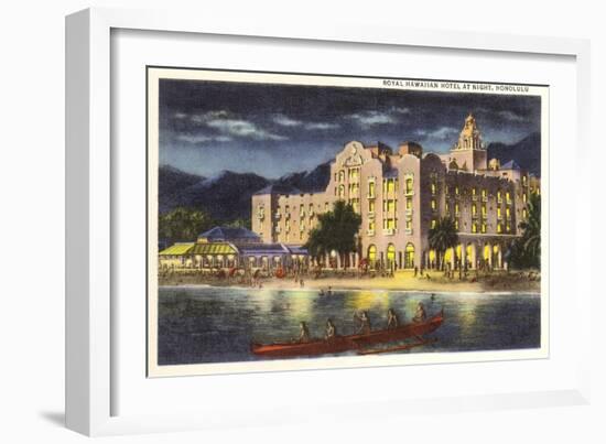 Night, Royal Hawaiian Hotel, Honolulu-null-Framed Art Print