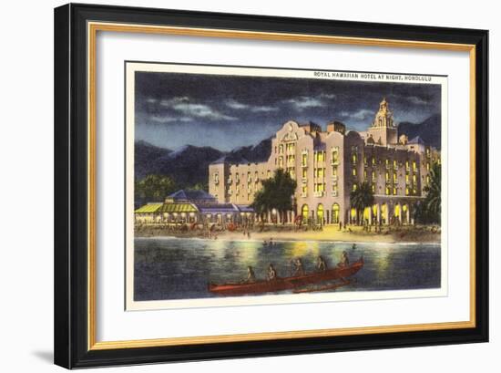 Night, Royal Hawaiian Hotel, Honolulu-null-Framed Premium Giclee Print