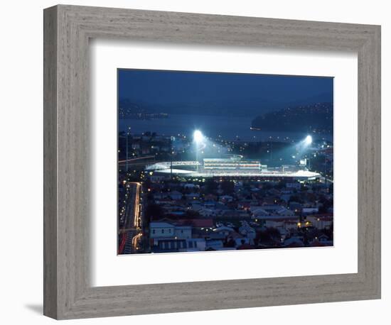 Night Rugby, Carisbrook, Dunedin, New Zealand-David Wall-Framed Photographic Print