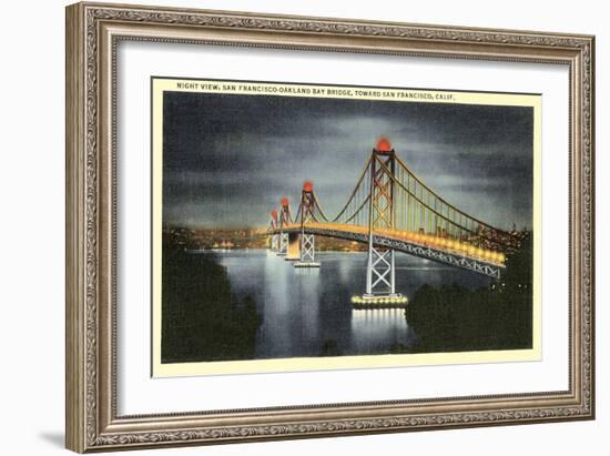 Night, San Francisco-Oakland Bay Bridge, San Francisco, California-null-Framed Art Print