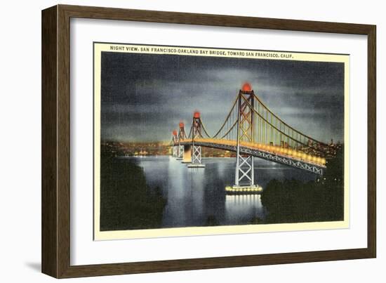 Night, San Francisco-Oakland Bay Bridge, San Francisco, California-null-Framed Art Print