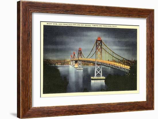 Night, San Francisco-Oakland Bay Bridge, San Francisco, California-null-Framed Art Print