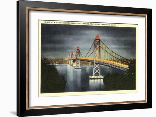 Night, San Francisco-Oakland Bay Bridge, San Francisco, California-null-Framed Art Print