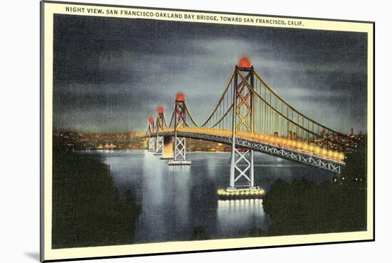 Night, San Francisco-Oakland Bay Bridge, San Francisco, California-null-Mounted Art Print