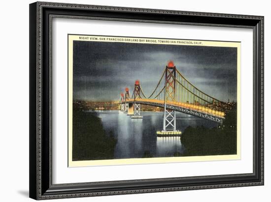 Night, San Francisco-Oakland Bay Bridge, San Francisco, California-null-Framed Art Print