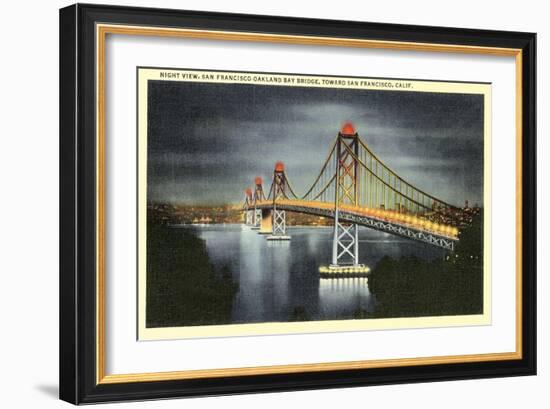 Night, San Francisco-Oakland Bay Bridge, San Francisco, California-null-Framed Art Print