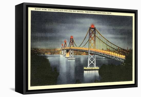 Night, San Francisco-Oakland Bay Bridge, San Francisco, California-null-Framed Stretched Canvas