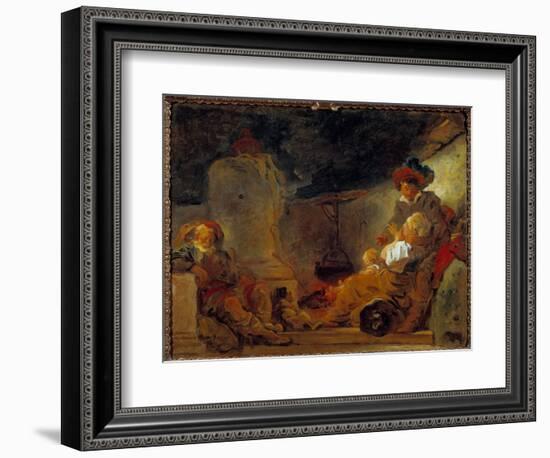 Night Scene Called the Dream of the Beggar Painting by Jean Honore Fragonard (1732-1806) 18Th Centu-Jean-Honore Fragonard-Framed Giclee Print