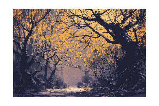 Night Scene Of Autumn Forest Landscape Painting Art Print Tithi Luadthong Art Com Night Scene Of Autumn Forest Landscape Painting Art Print Tithi Luadthong Art Com