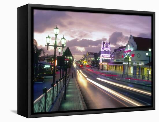 Night Scene of Oranjestad, Aruba, Caribbean-Robin Hill-Framed Premier Image Canvas