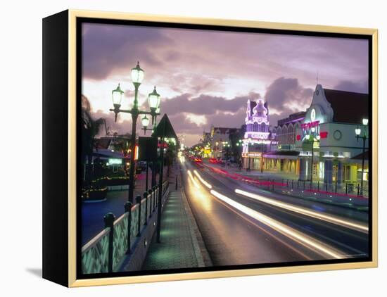 Night Scene of Oranjestad, Aruba, Caribbean-Robin Hill-Framed Premier Image Canvas