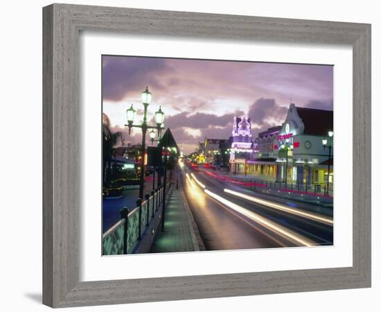 Night Scene of Oranjestad, Aruba, Caribbean-Robin Hill-Framed Photographic Print