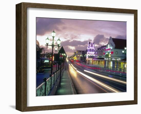 Night Scene of Oranjestad, Aruba, Caribbean-Robin Hill-Framed Photographic Print