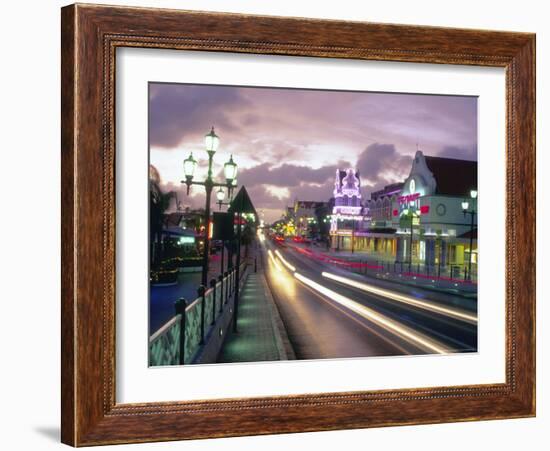 Night Scene of Oranjestad, Aruba, Caribbean-Robin Hill-Framed Photographic Print