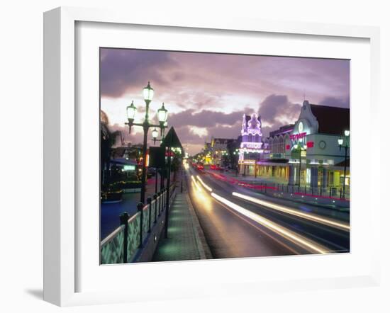 Night Scene of Oranjestad, Aruba, Caribbean-Robin Hill-Framed Photographic Print