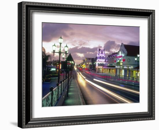 Night Scene of Oranjestad, Aruba, Caribbean-Robin Hill-Framed Photographic Print