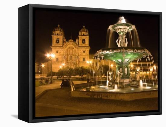 Night Shot of Plaza De Armas, Cusco, Peru-Diane Johnson-Framed Premier Image Canvas