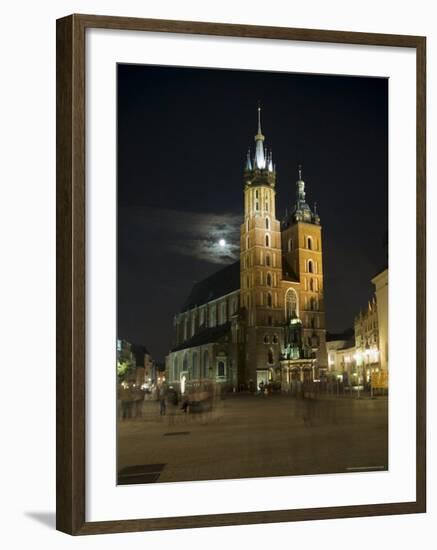 Night Shot of Saint Mary's Church or Basilica, Unesco World Hertitage Site, Poland-Robert Harding-Framed Photographic Print