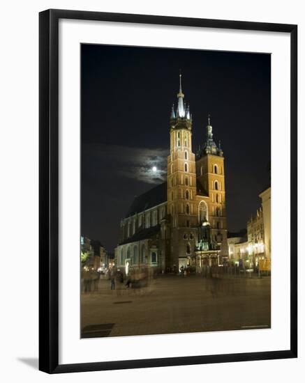 Night Shot of Saint Mary's Church or Basilica, Unesco World Hertitage Site, Poland-Robert Harding-Framed Photographic Print