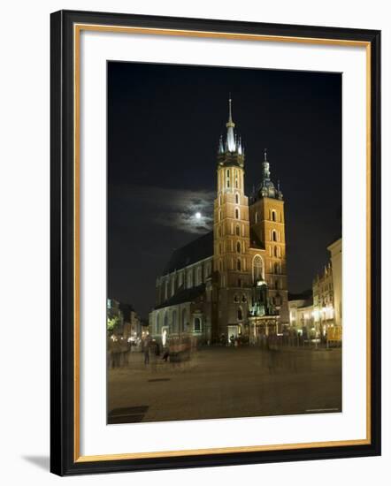 Night Shot of Saint Mary's Church or Basilica, Unesco World Hertitage Site, Poland-Robert Harding-Framed Photographic Print