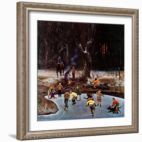 "Night Skating," December 16, 1944-John Falter-Framed Giclee Print