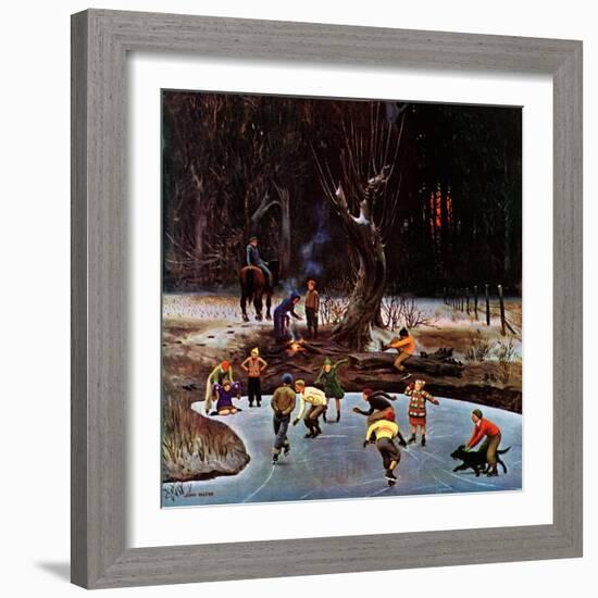 "Night Skating," December 16, 1944-John Falter-Framed Giclee Print